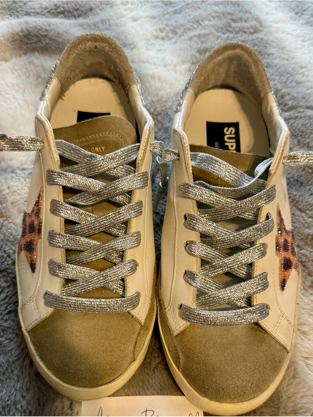 Golden Goose Women's SuperStars Leather Sneaker Swarovski Leopard Star/Heel 38 - Picture 12 of 13